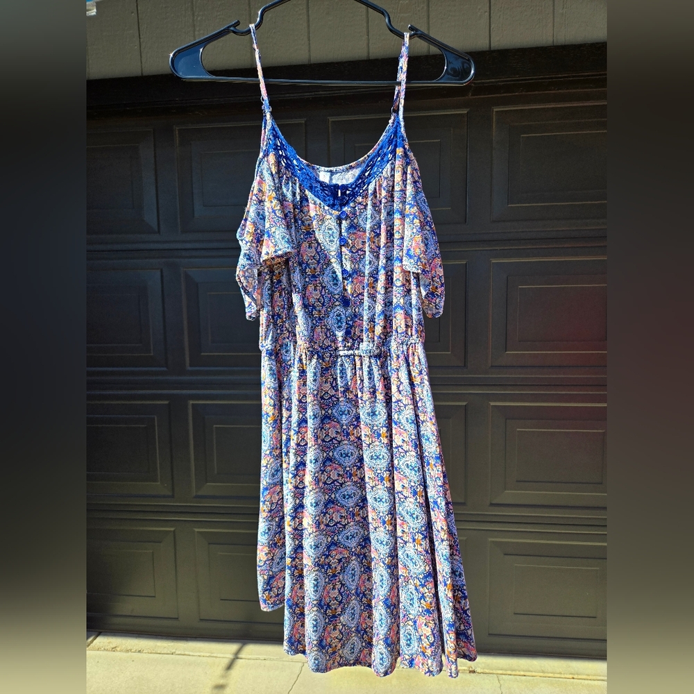 Floral Maxi Dress in Blue and Pink